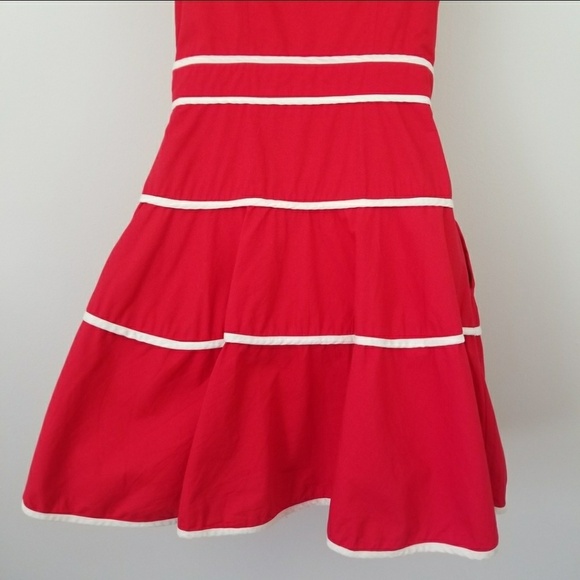 eShakti | Red/White Fit & Flare Pin-Up Dress XS - Picture 5 of 6